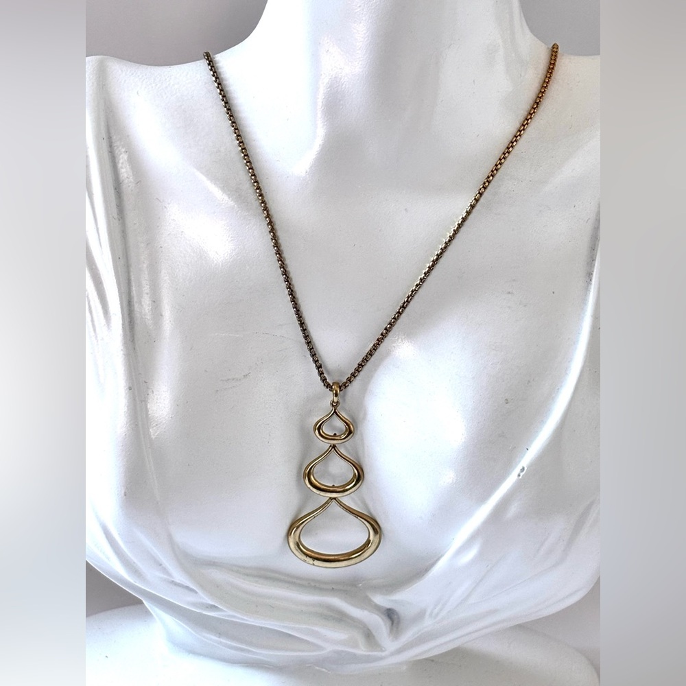 Fossil Tiered Teardrop Brushed gold tone Necklace